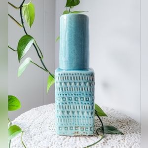 🪞 Jamie Young AQUA BLUE GEOMETRIC VASE